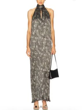 halter collar maxi dress Elyna Slinky Halter Maxi Dress / Navy | MESHKI